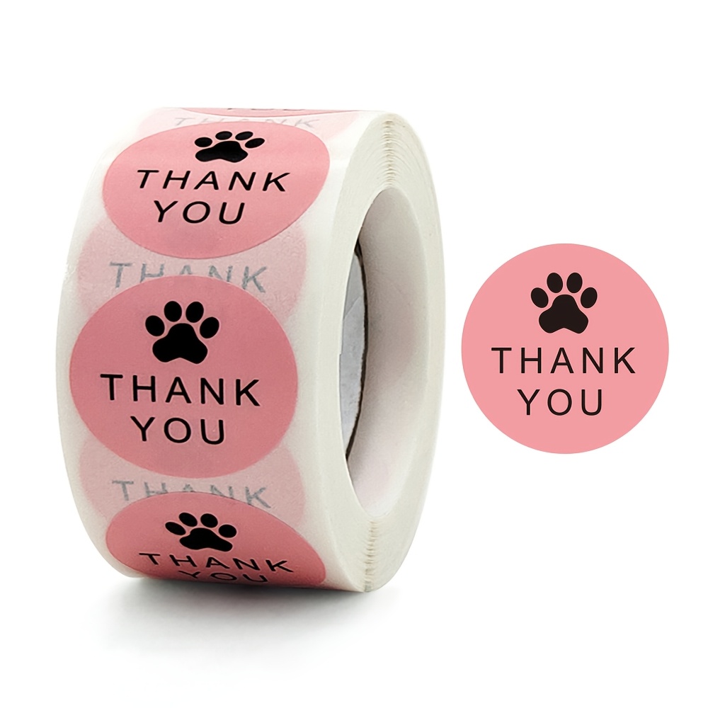 TEMU 500 pz/rotolo Adesivi rotondi rosa di ringraziamento, Adesivi decorativi per cancelleria, Etichette colorate autoadesive per sigillare buste e