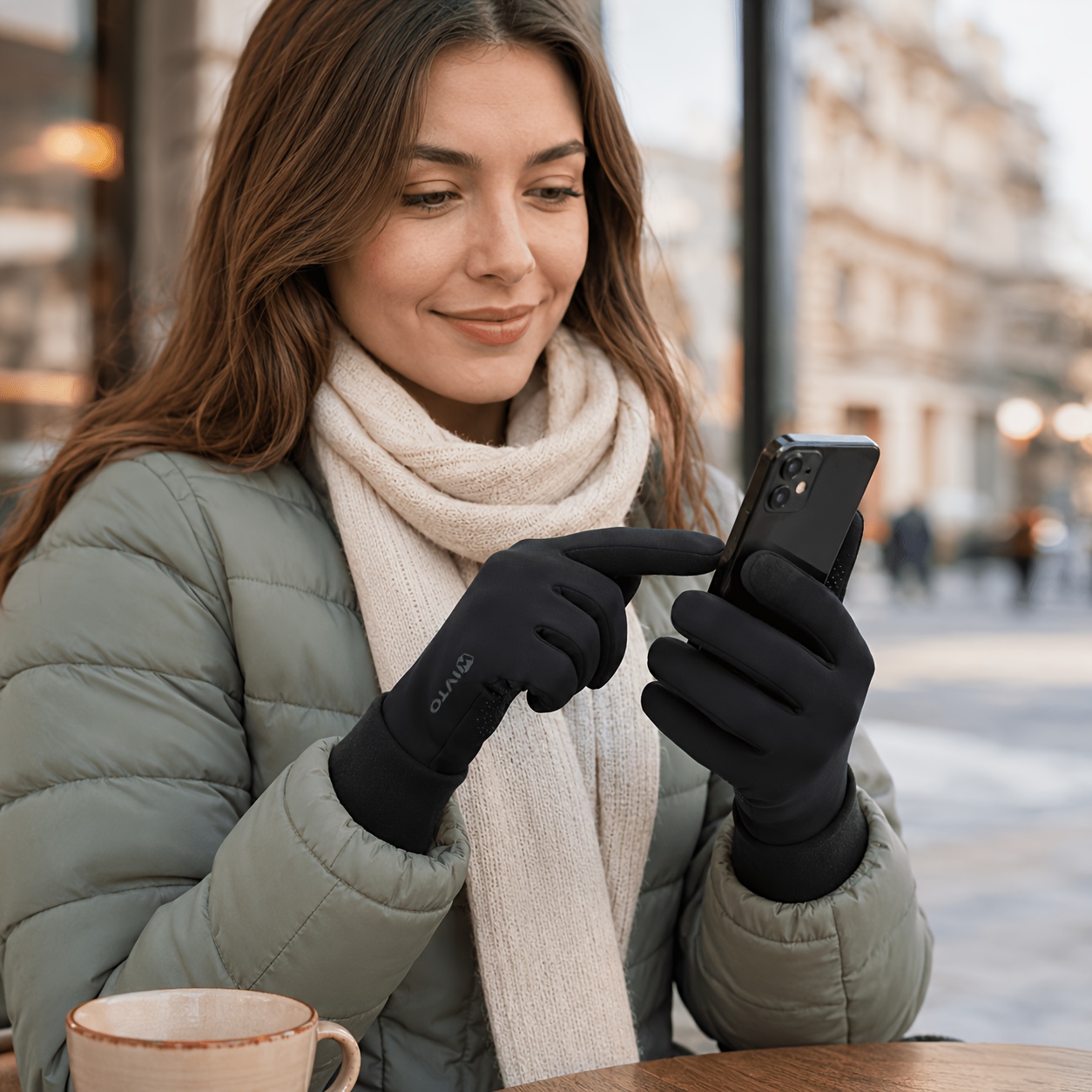 Unisex Touchscreen Gloves for Fall and Winter, Solid Color Full Finger