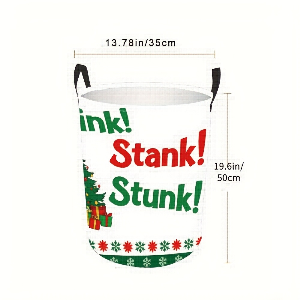 TEMU 1pc Of A Foldable, Durable Christmas Laundry Basket Labeled 'stink ' For Holding Dirty Clothes, Suitable For Use In The Bedroom, Bathroom,