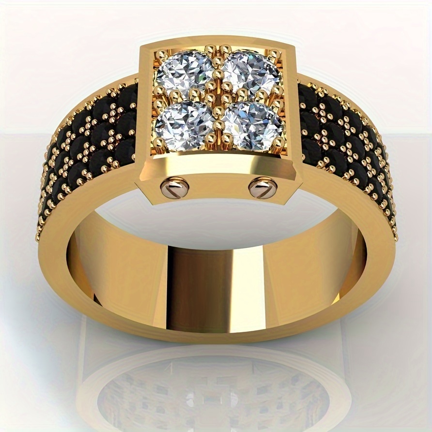 

Stylish Men' Cubic Zirconia Ring - Casual Attire & , Luxury, Inlaid, Christmas Gifts, Fashion Style