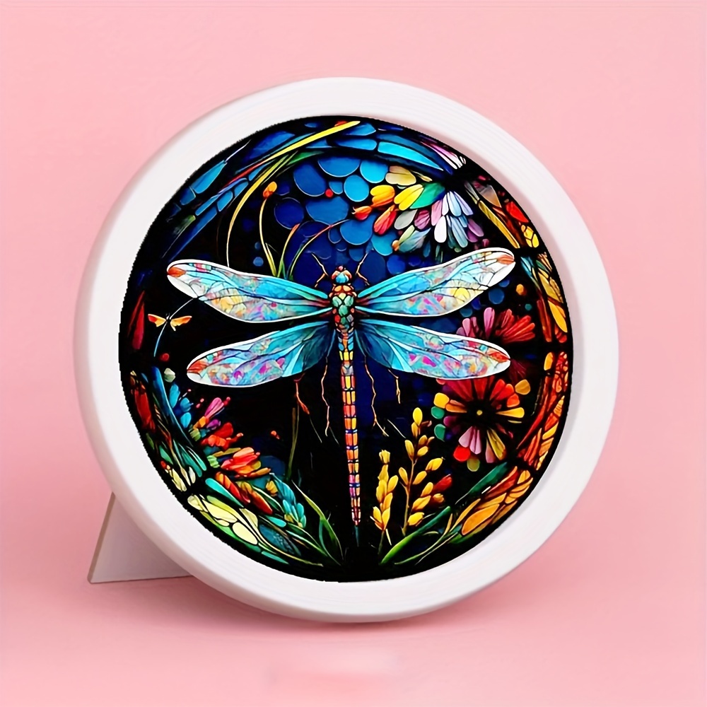 

20x20cm Colorful Dragonfly 5d Diamond Painting Kit, Round Diamond Animal Theme Canvas Art, Diy Embroidery Mosaic Craft For Home, Bedroom, Living Room, And Office Decor