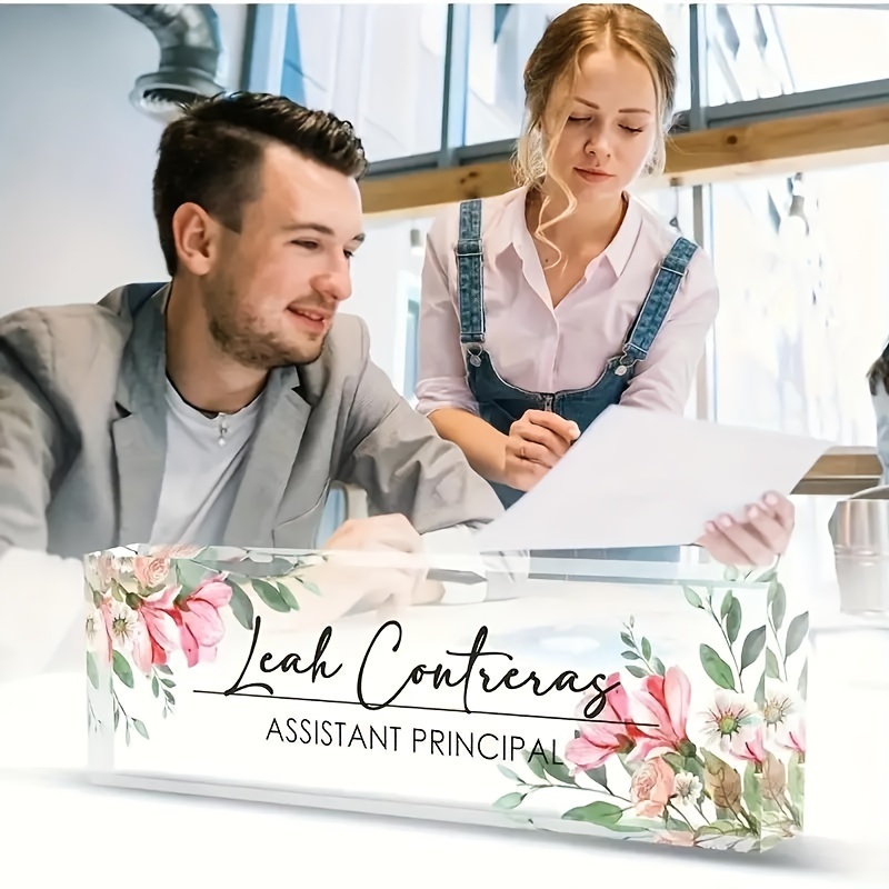 custom acrylic teacher desk nameplate with   personalized   containersas assistant principal perfect gift for   colleagues and teachers   pen holder ideal for graduation or appreciation present teacher desk decorations 0