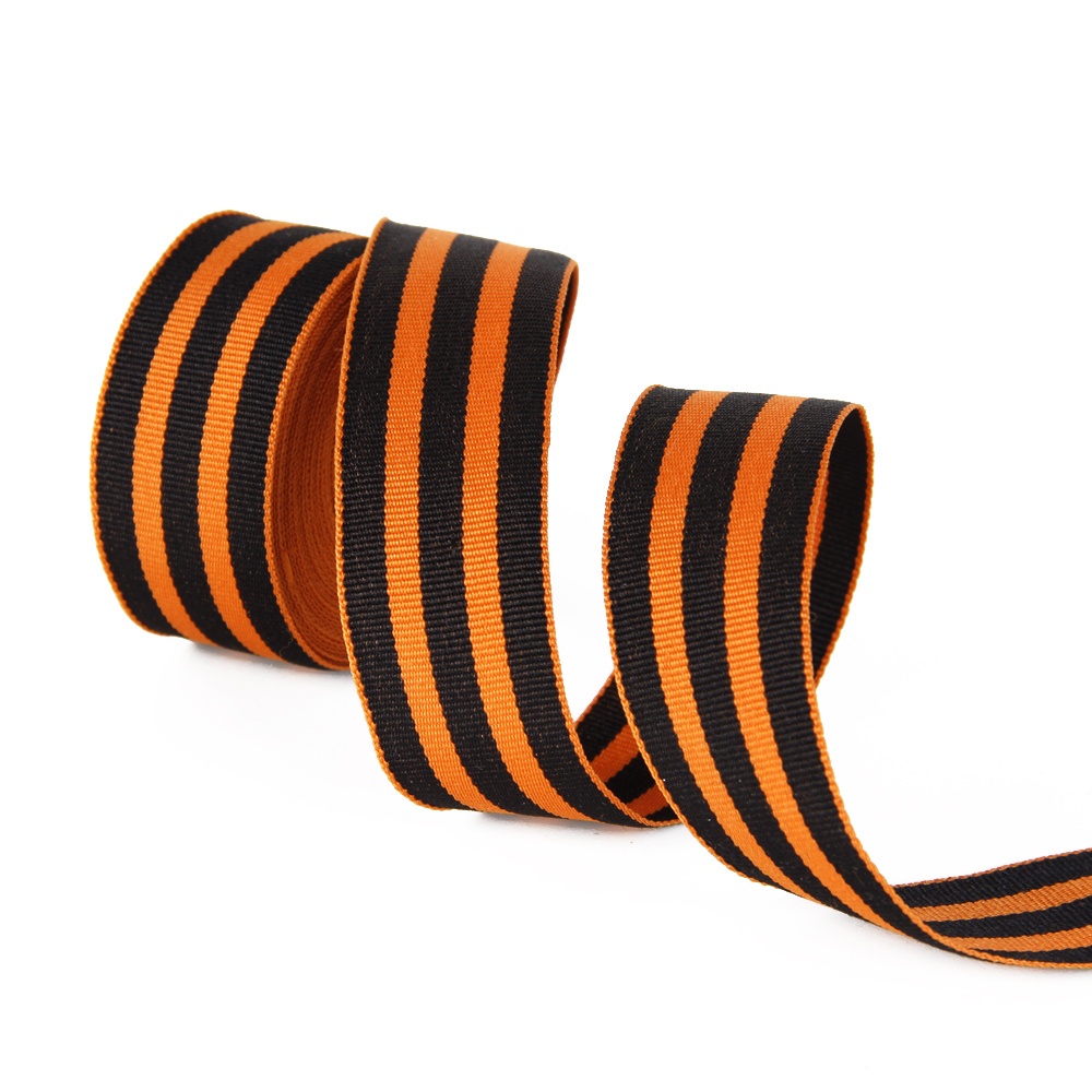 TEMU Ruban Gros-grain 1" de Largeur 5 Yards - Rayé Rétro Orange et Noir, Convient pour Nœuds pour Cheveux DIY, Emballage Cadeaux, Décorations de Fête