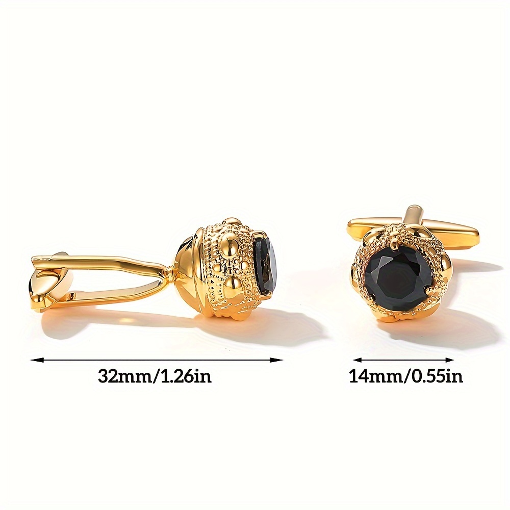 Premium Light Luxury Cufflinks Set with Black Zirconia, 2pcs