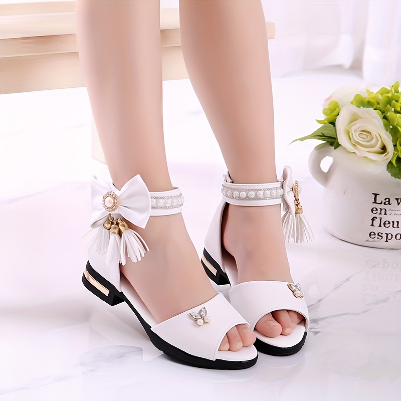 

Trendy Cute Bowknot Open Toe Sandals For Girls, Breathable Lightweight Sandals For Party Wedding Holiday