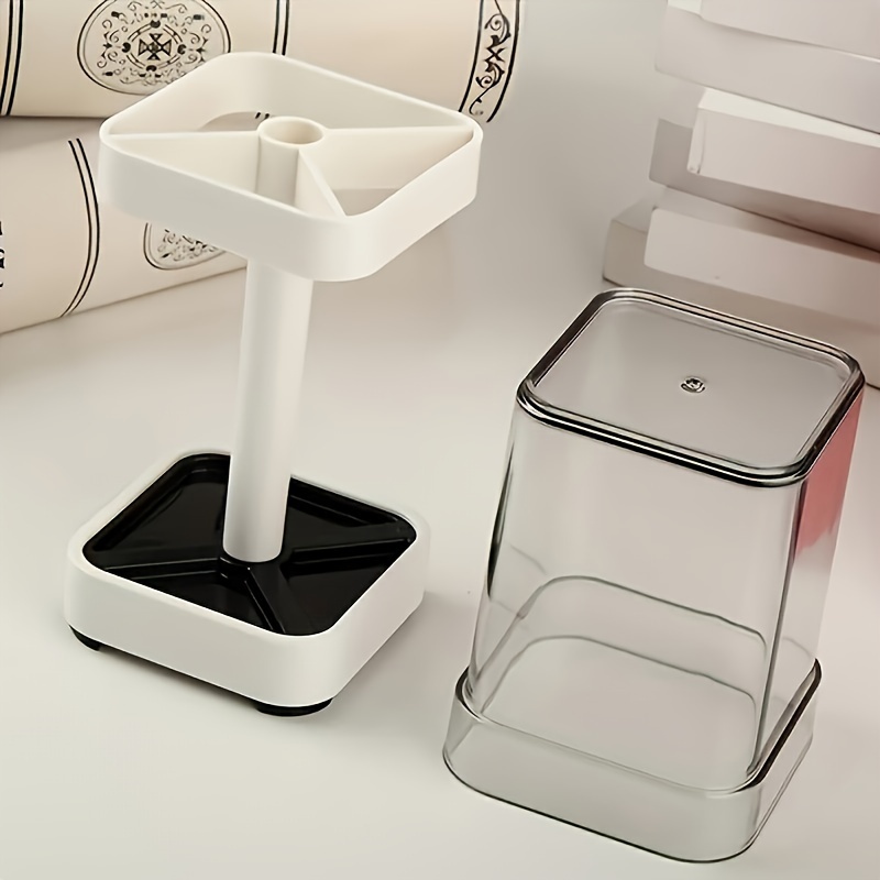 TEMU Minimalist Toothbrush Holder With Cup: Couple Toothbrush Storage Rack, Bathroom Accessories, No Battery, No Fragrance