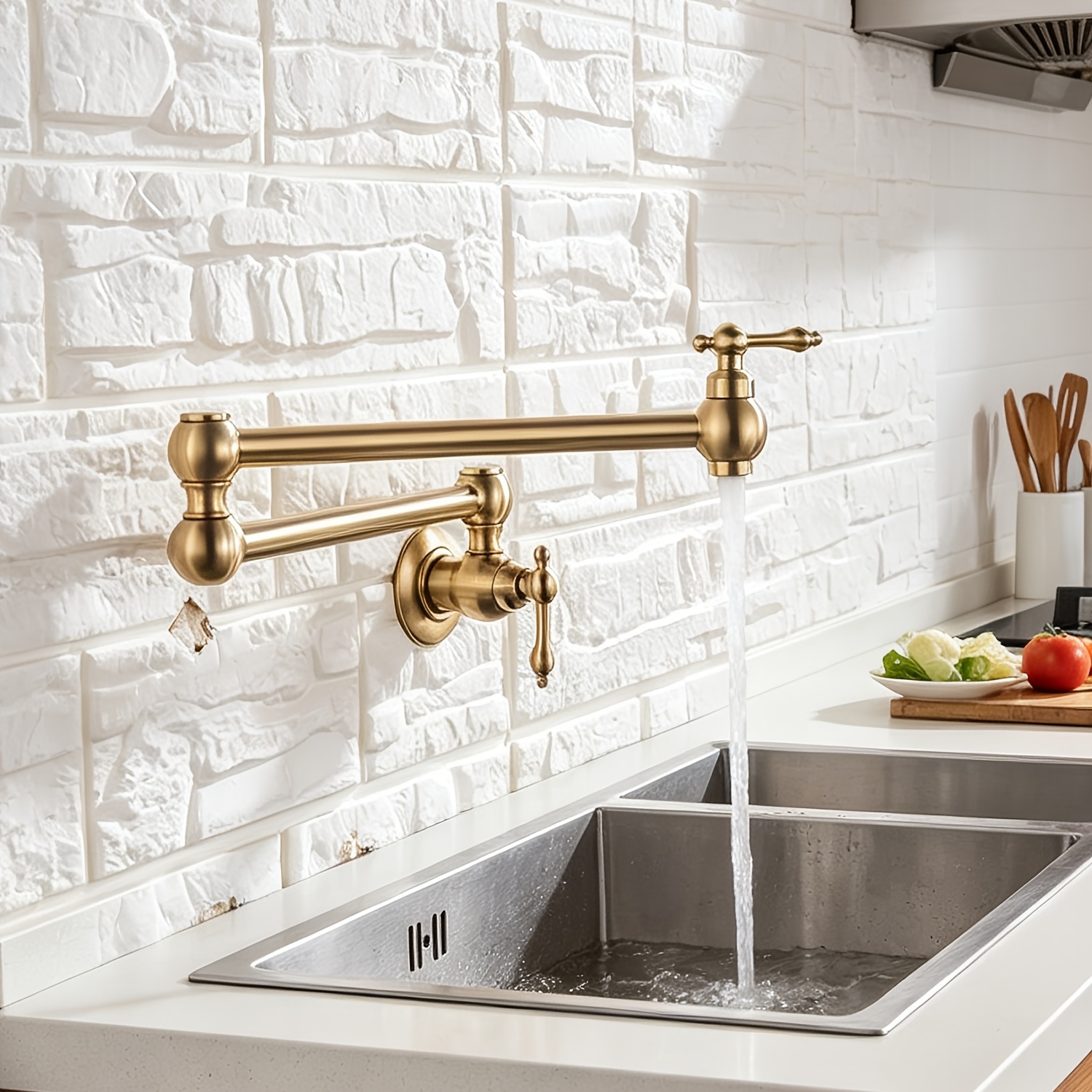 Kitchen Sink Faucet, -mounted Cooktop Faucet, Brass Folding Pot Faucet (mounted Above The Cooktop), Kitchen Pot Faucet With Dual-jointed Swivel Arm, Single-handle Kitchen Faucet
