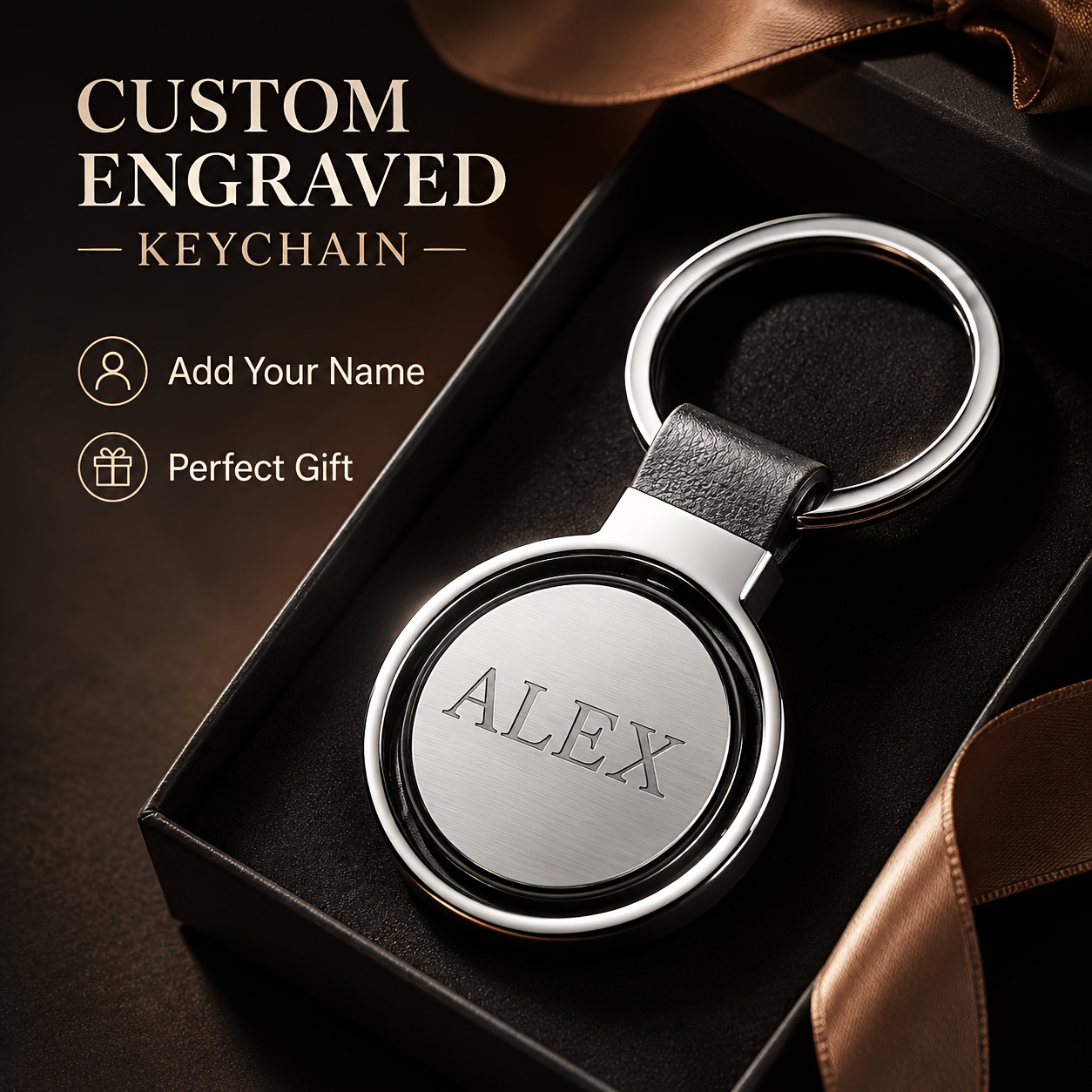 TEMU Portachiavi personalizzato inciso su entrambi i lati, portachiavi in metallo con testo personalizzato e cinturino in , regalo con incisione di ,