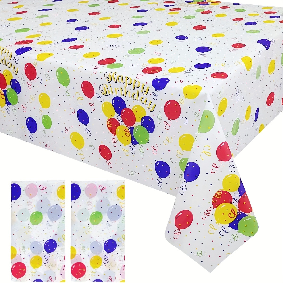 

1pc, Colorful Happy Birthday Balloon Print Table Cover, Birthday Party Tablecloth, Disposable Table Cover For Gathering Event Decoration, Indoor Outdoor Use