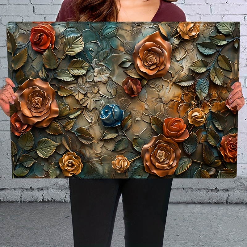 

1pc 2d Wooden Framed Canvas Painting Roses Wall Art Prints For Home Decoration, Living Room & Bedroom, Festival Party Decor, Gifts, Ready To Hang