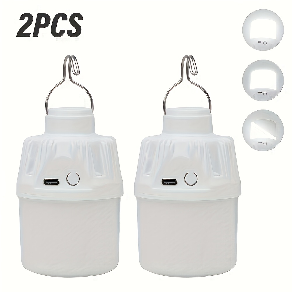 TEMU Lihangstar 2 piezas Linterna de para camping al , Bombilla LED portátil, 3 de iluminación, Ideal para colgar en la tienda de campaña, camping al