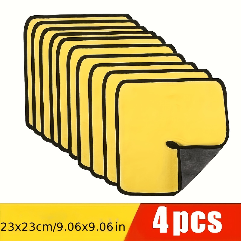 TEMU 4 pezzi, Materiale in microfibra di pile corallo a ispessito, Super assorbente, Asciugatura senza , Spazzolamento antigraffio, Riutilizzabile.
