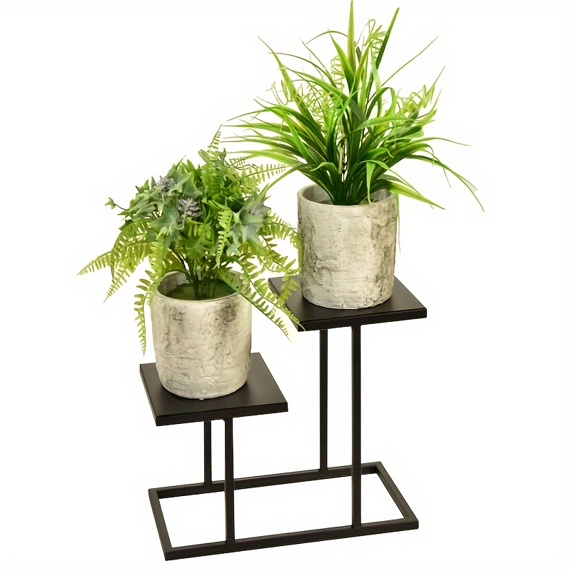 LAMO Manufaktur 30 Cm Support Plantes | Piédéstal Pour Plantes | Porte-plantes Interieur Cadre Noir | Plateau 100% Bois Massif Couleur: Naturel