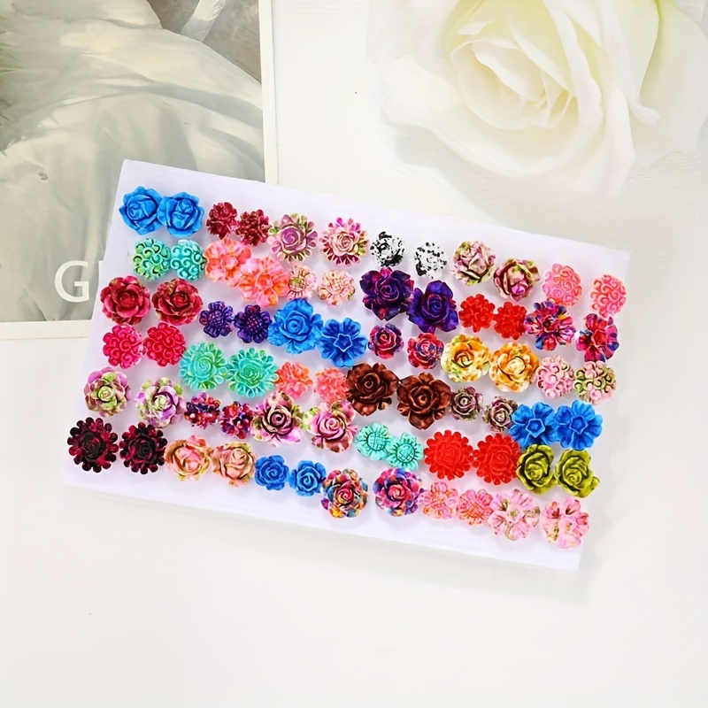 TEMU 36 Pairs Of Resin Earrings Set For Girls, New Fashionable And Versatile Trendy And Temperament Earrings
