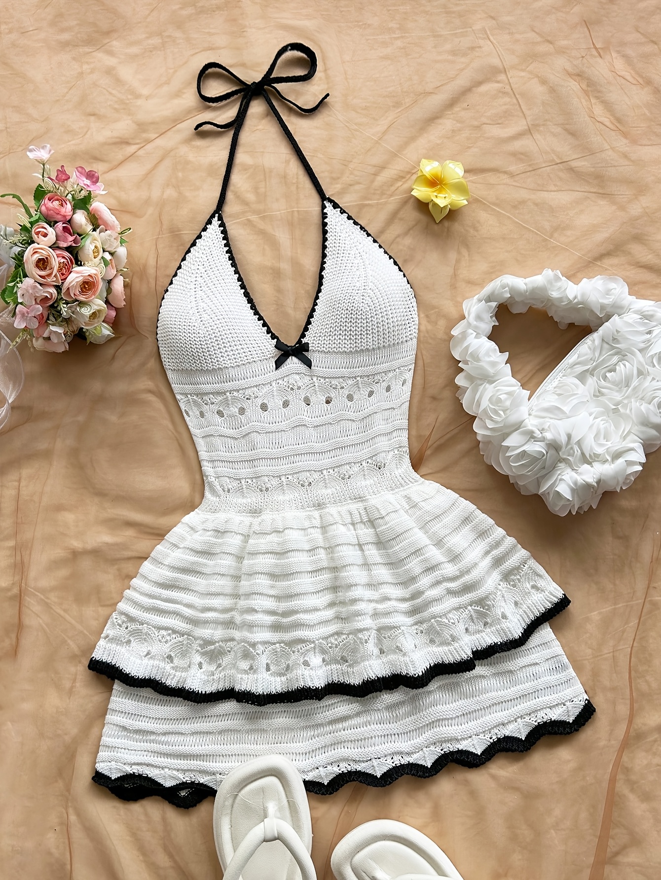 beach dress white sold on Temu Canada