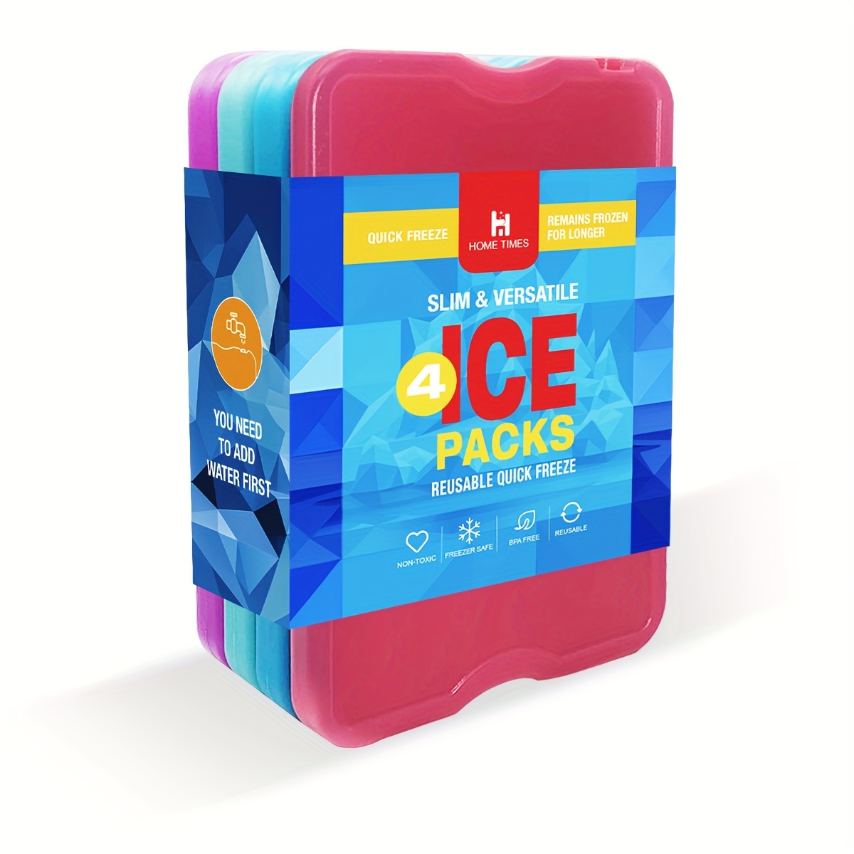TEMU 4pcs Home Times Ice Packs, Ice Sheets, Ice Chops, Food Preservation, Reusable And Durable Ultra- Packs, Lunch Box Cold Compress Bags, Lunch Bag