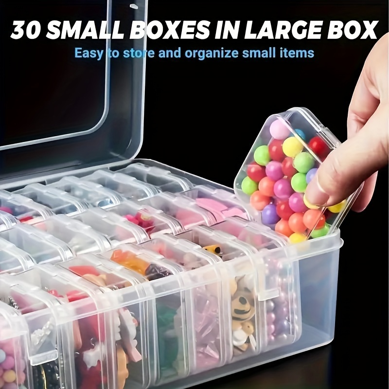 

Large Capacity Plastic Beading Storage Box With Lid And Divided Compartments - Transparent Dust-proof Organizer For Small Items