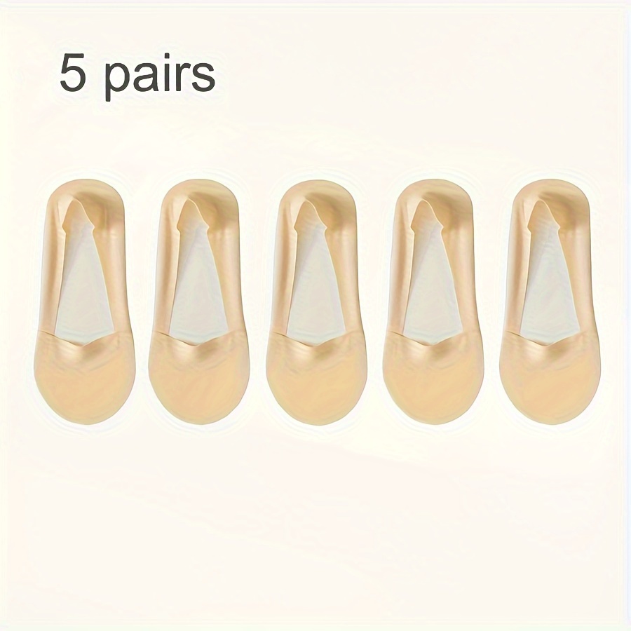 E-shop 5 Paar Sommer Damen Eisboot Socken Dünne Sohle Rutschfeste Socken Anti-Fussel Fersensocken Low-Cut Flache Unsichtbare Kurze Socken Nahtlose