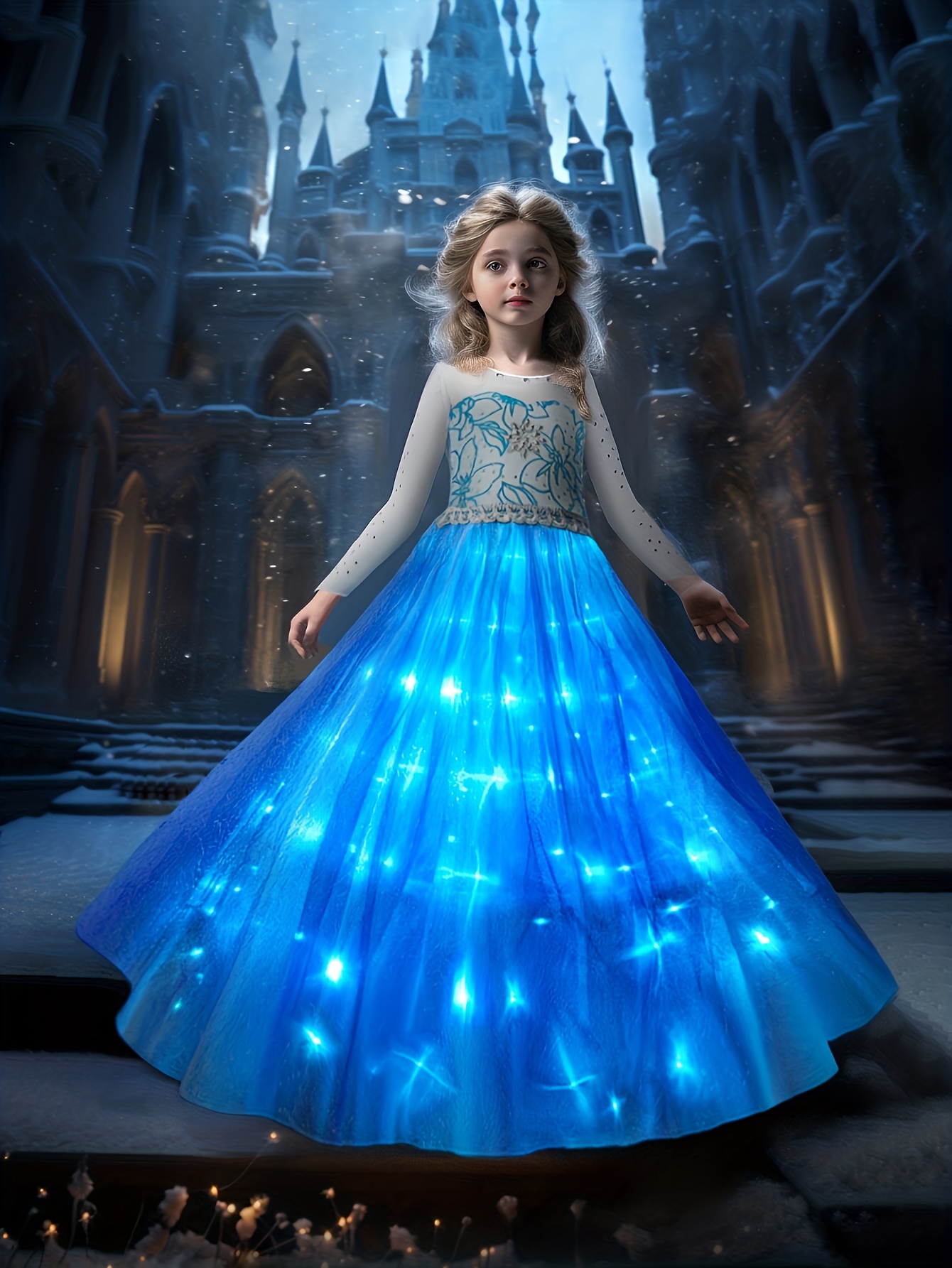 girls princess led pattern movie costume dress - Temu Pakistan