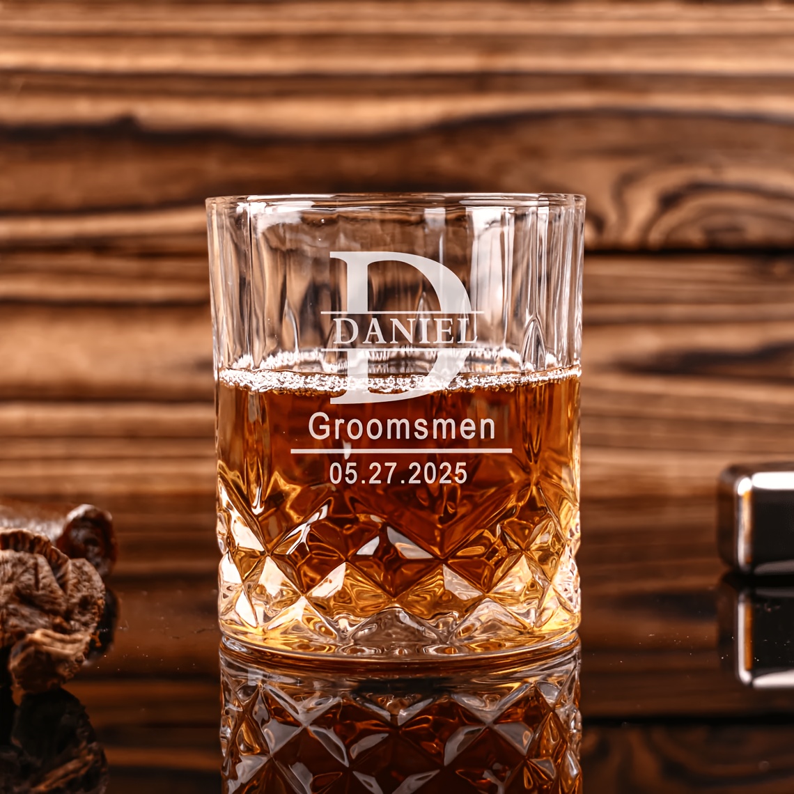 TEMU Personalized Custom Monogram Name Whiskey Glass Birthday Anniversary Gift Best Favors Whiskey Cup Engraved Glassware, Party Gift, Personalized