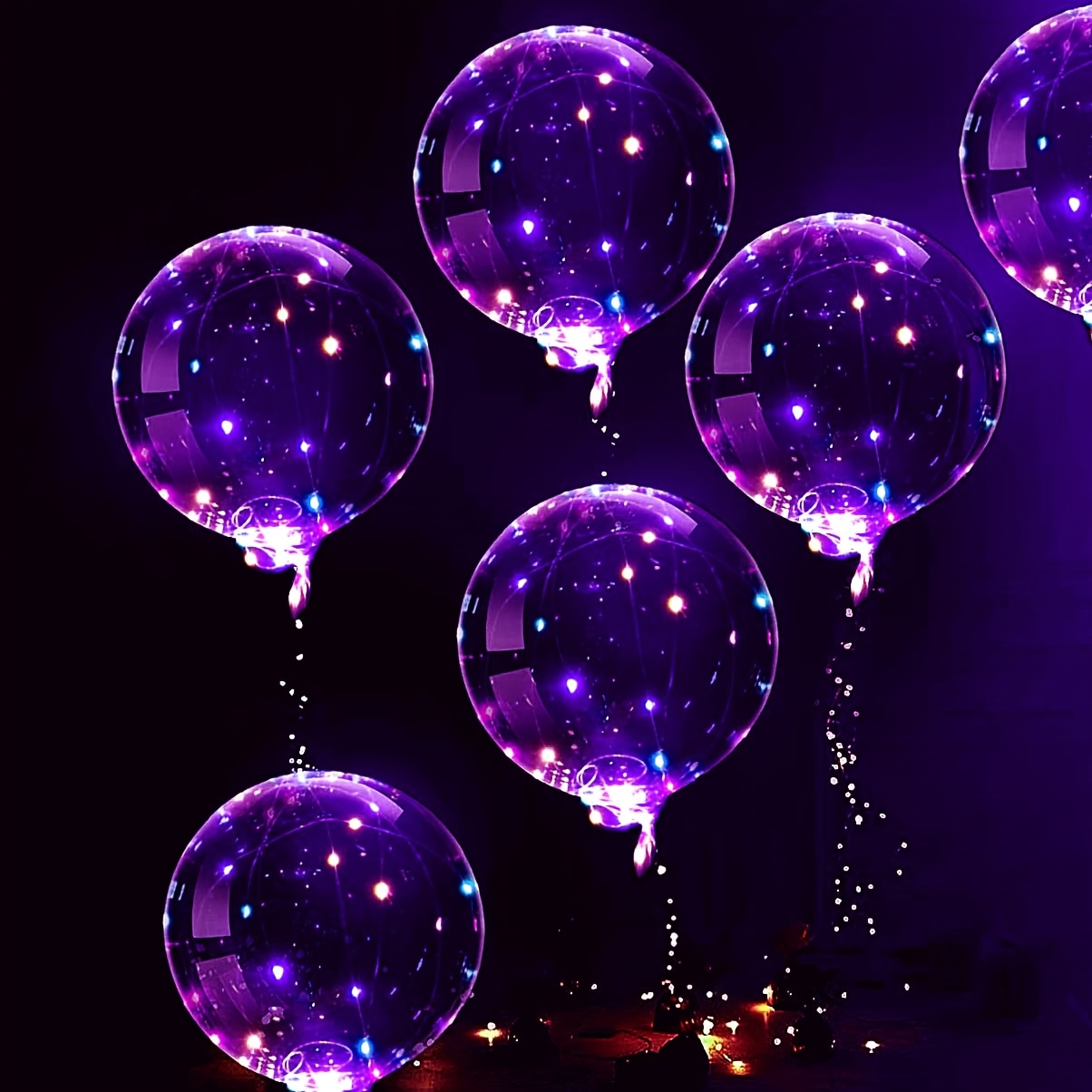 TEMU 18pcs Led Light-up Bobo Balloons, 10pcs Led Lights With 8pcs 20-inch Bobo Balloons Suitable For Wedding Decorations, Birthday Party Ornaments,