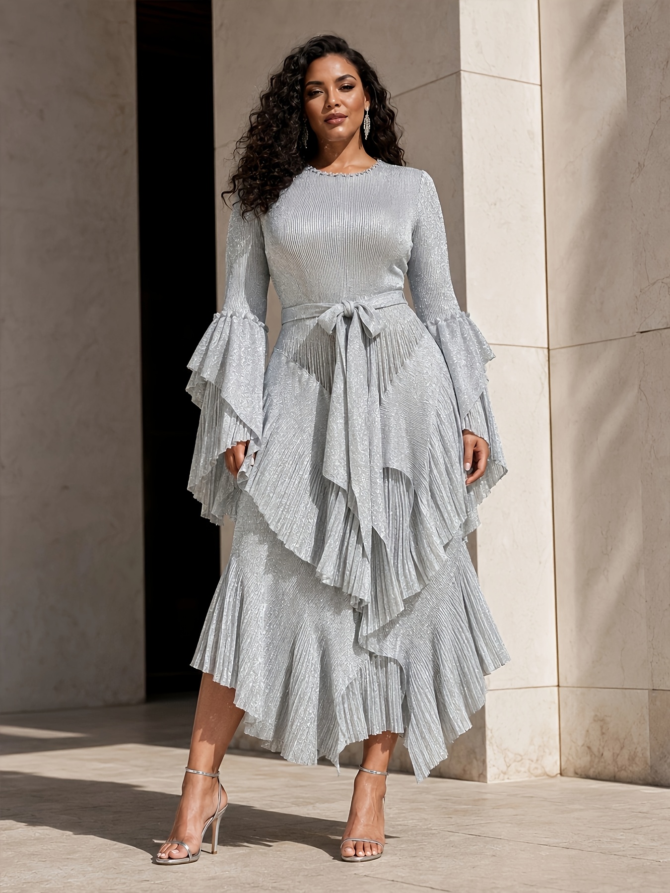 formal wedding guest dresses with sleeves plus size sold on Temu United States allhalloweencostumes