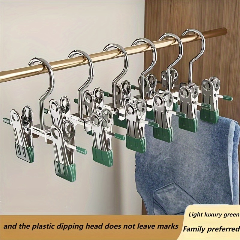 TEMU Stainless Steel Pants Hanger, Heavy-duty Metal Clothes Hanger With Non-slip Grip, Powder Coated , Space-saving Design For Jeans, Skirts, And More - Family Preferred