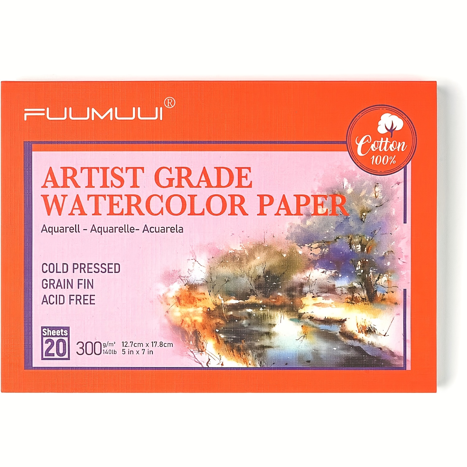 TEMU 100% Watercolor Paper - 20 Sheets 6x8-inch Cold Pressed Watercolor Paper Pad - 140lb/300gsm Artist Paper Block For Watercolor Gouache Ink