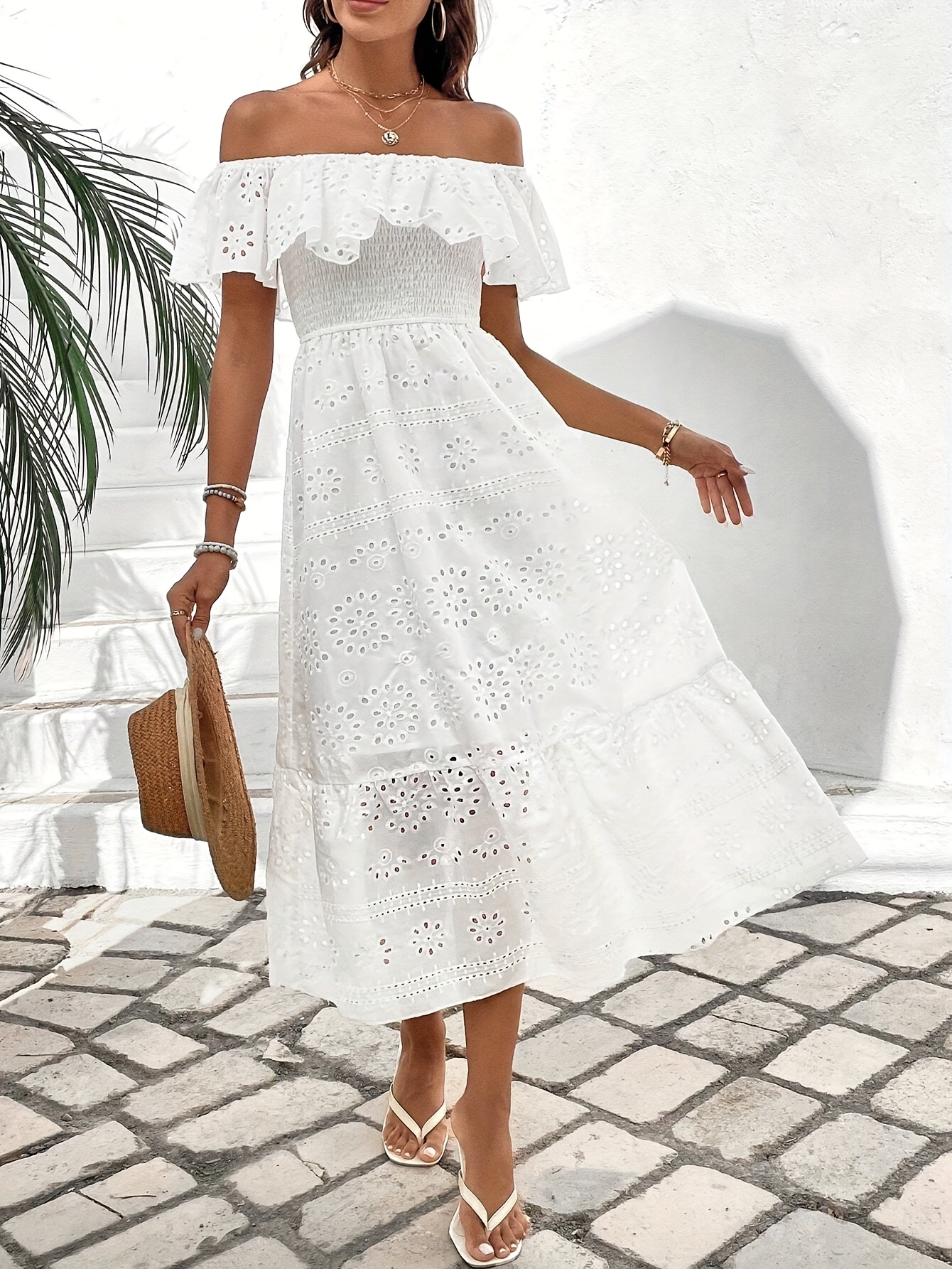 elegant shoulder embroidered dress women straps a - Temu Italy