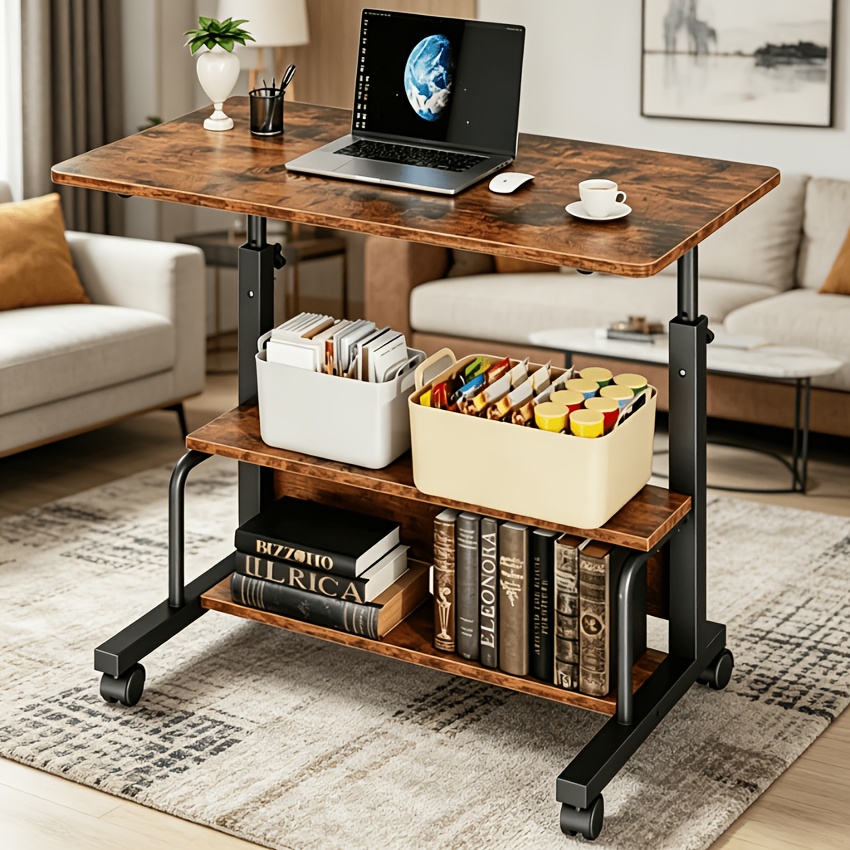 TEMU Inch Multi-functional Garden , Adjustable Height Portable With Storage Shelves, Metal Frame, Durable And Easy-to-clean, Suitable For Office,