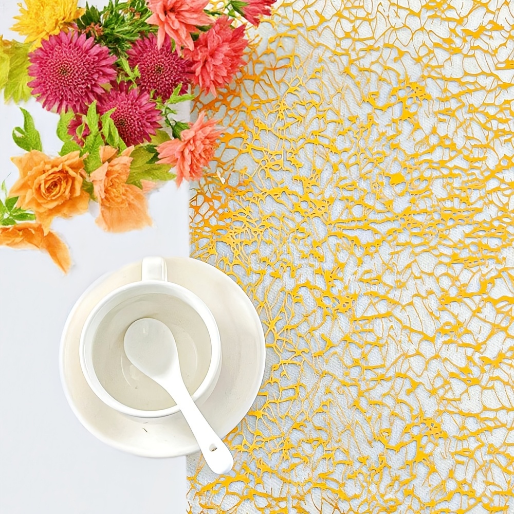 Image of 1 Pack Crinkle Metallic Golden Holiday Decor Table Runner Sequin Sparkly Table Runners Roll Metallic Mesh Fabric Decoration For Party Wedding Shower Birthday Baby Shower Party Supplies