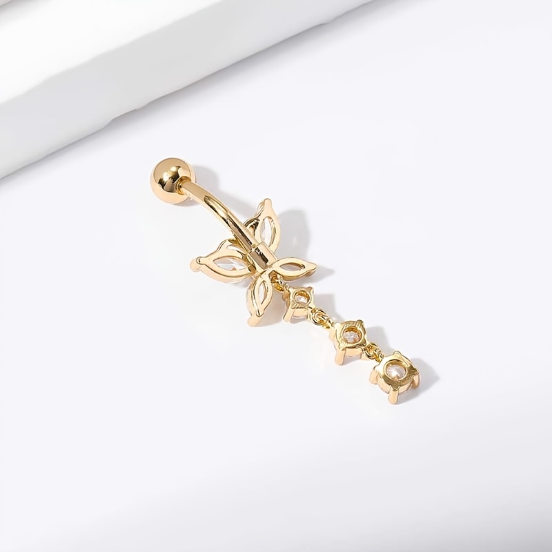 High-Quality Stainless Steel Butterfly Navel Ring, Hypoallergenic