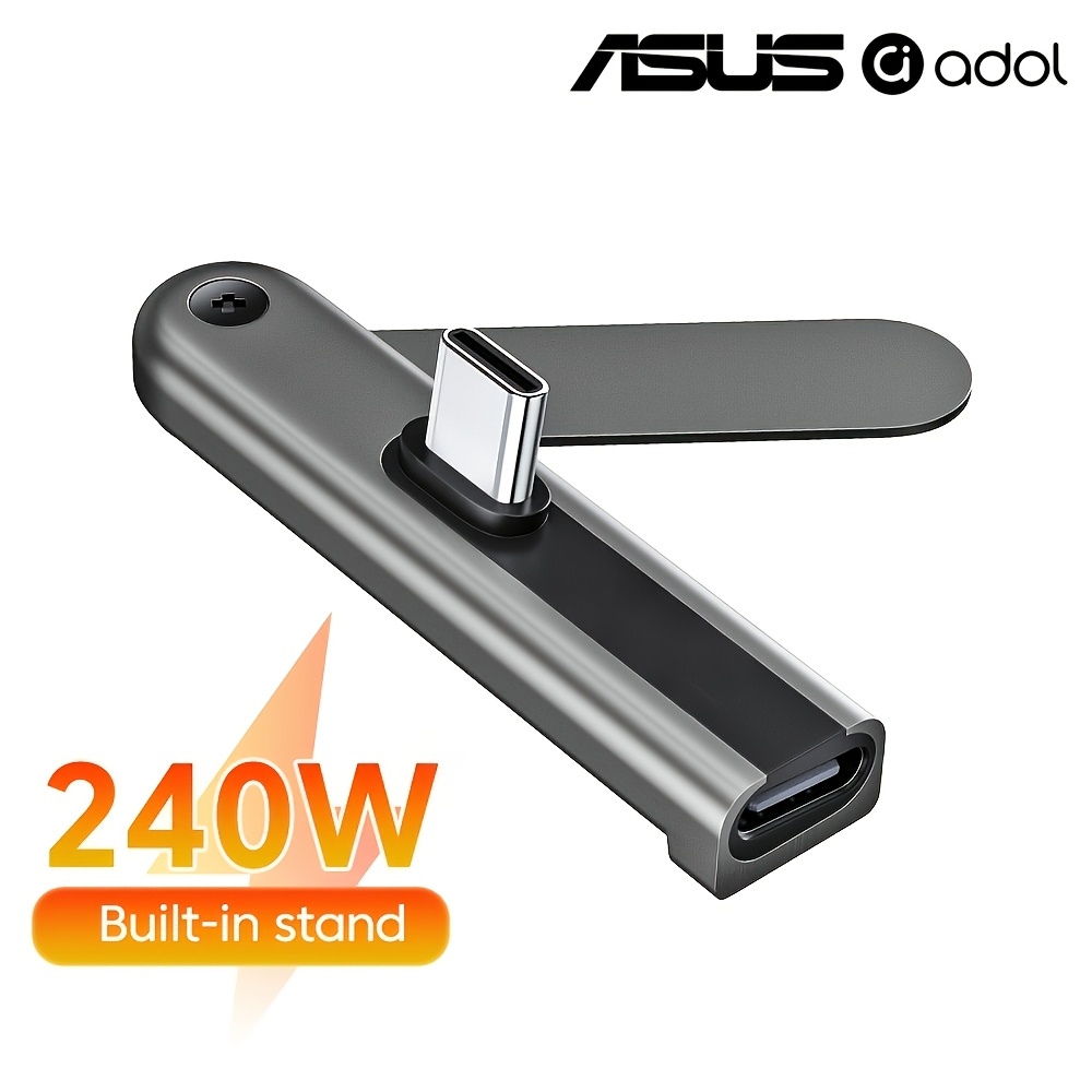 TEMU Adaptateur de charge rapide avec support pliable ASUS Adol, Adaptateur de support Type-C jusqu'à 240W, Adaptateur de support de câble de données