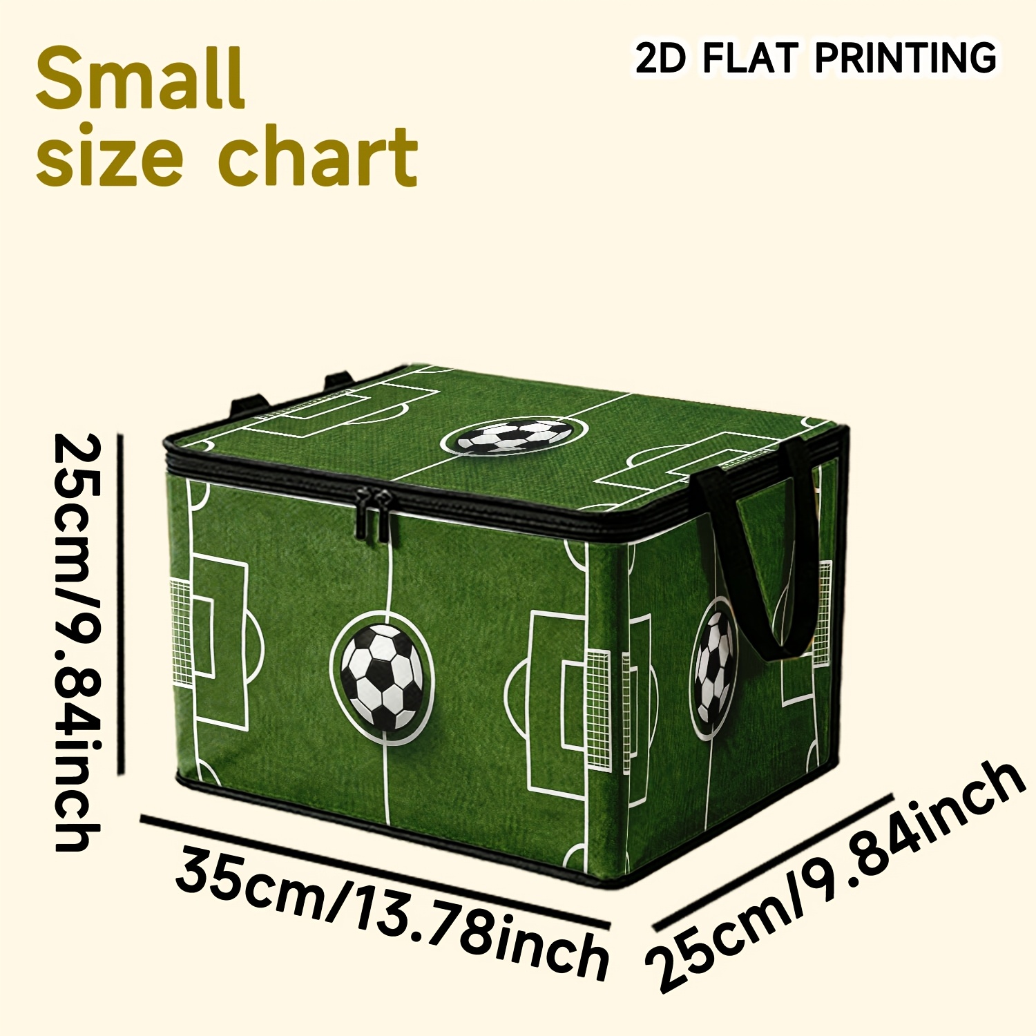 TEMU 1pc Large Soccer-themed Foldable Storage Box With Soccer Field Design & Suitable For Clothes,, Books Organizer - Non- Fabric Suitable For