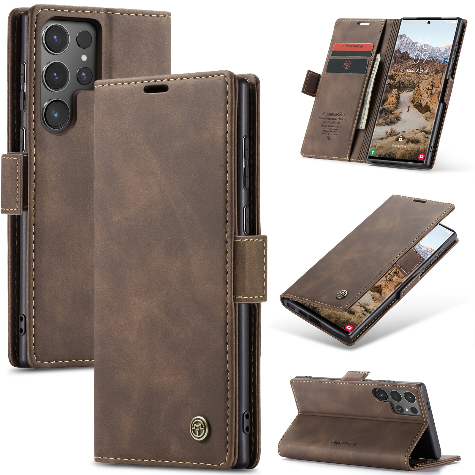 Phone Case: Case For S25 Ultra 5g Flip Wallet Case Pu Leather Magnetic Folio Cover With Card Holder Kickstand Shockproof Durable Protective Phone Case