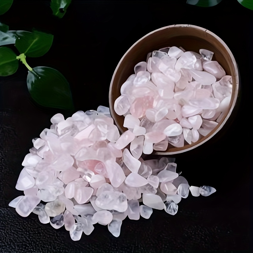 TEMU Hellfarbene Rosenquarz-Chips, die zwischen 60-300G wiegen – Ungeschliffene Edelstein-Tumbled-Chips – Kristallstein-Chips für die Heimdekoration,