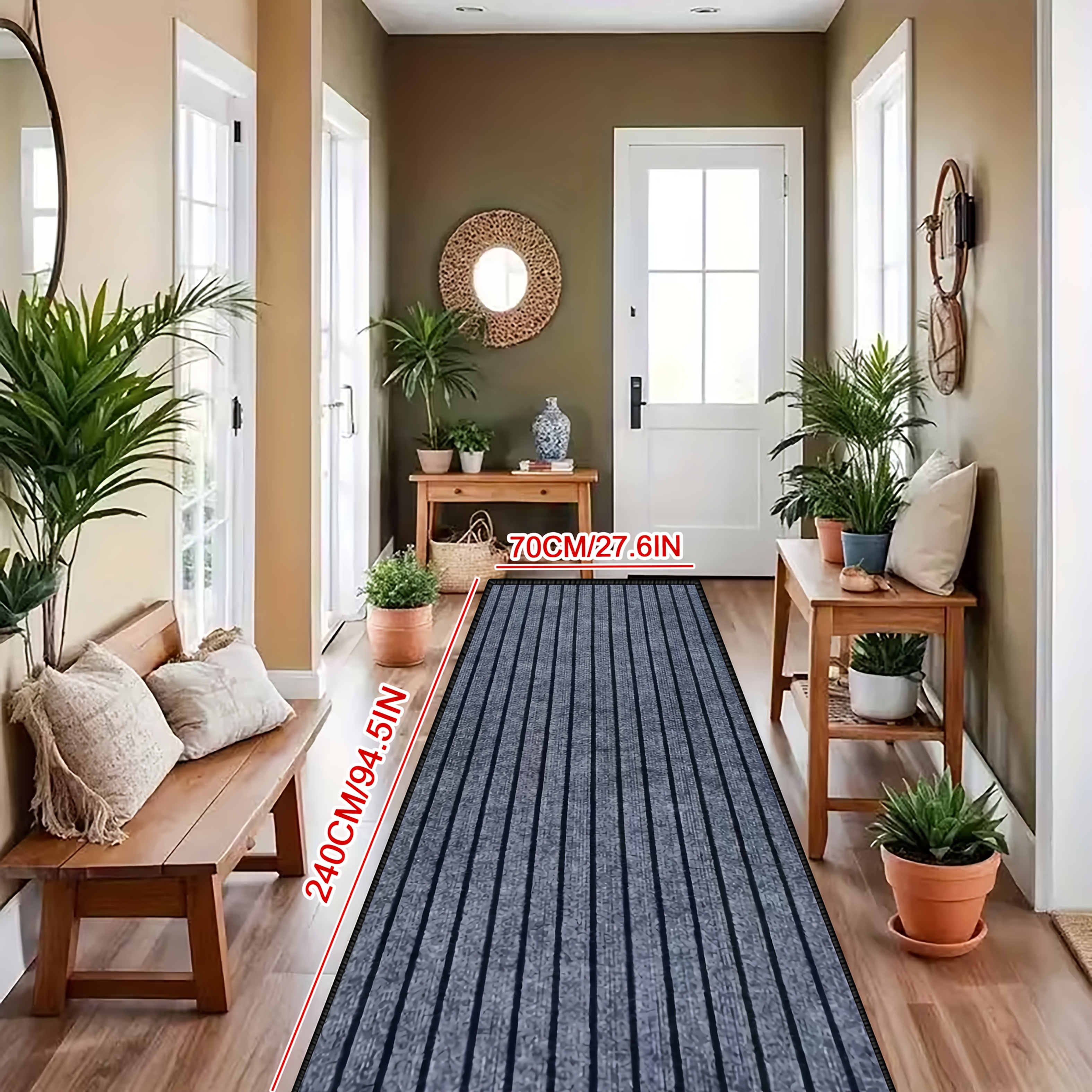 TEMU Golden Diamond Velvet 1pc Base Minimalist Doormat, Large Area Runner Rug For Decorating Conference Rooms, Offices, And Studies, Machine-washable