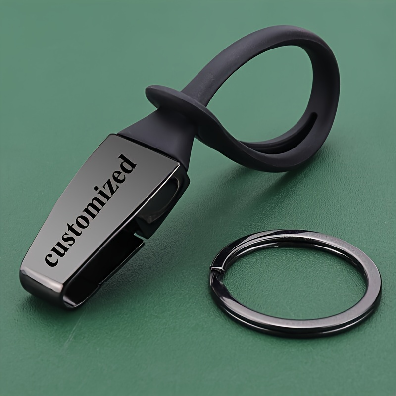 

1pc Customized Car Keychain For Men In Alloy - Fashionable And Zinc Alloy, With Laser Customized Name And Phone Number, Suitable For Business And Personal Use