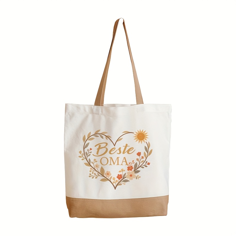 Image of 1pc Of German Best Grandma Design Shopping Tote Bag Colors, Featuring Sturdy Handles. A Versatile Grocery Bag, Perfect As A Gift For Grandma Or For Mother's Day