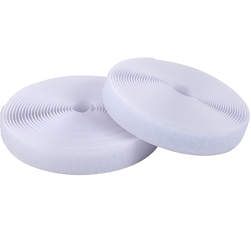 TEMU 3/4 Inch Wide, 180 Inches Long Non-adhesive Backing Sewing Hook And Loop Tape, Nylon Fabric Interlocking Fastener For Diy Crafts, White - 1 Roll