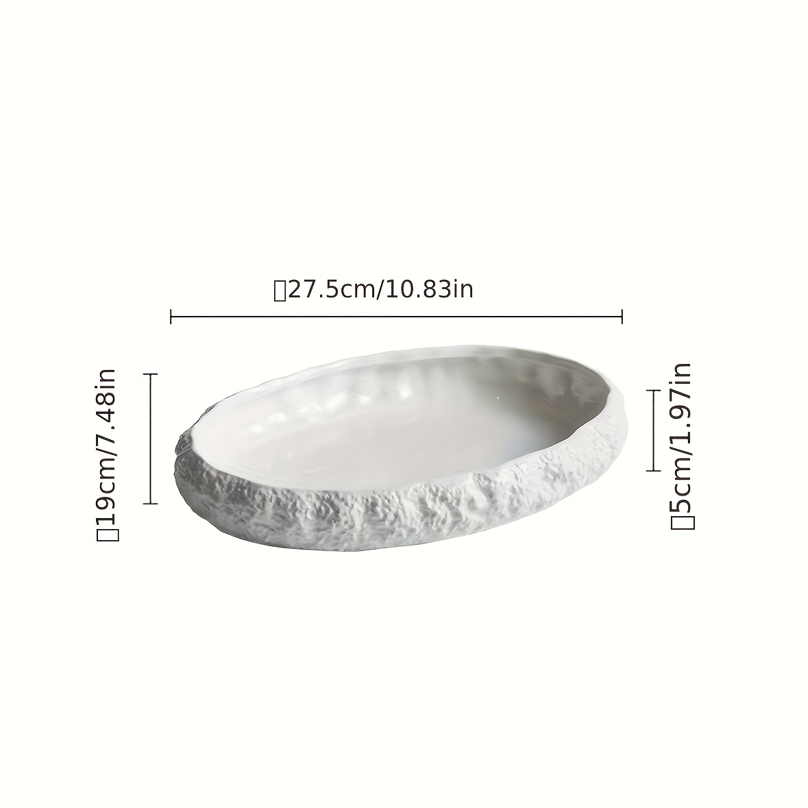 1pc Luxury Ceramic Seafood Serving Tray with Textured Edges - Oval Dish for Steamed Fish and Lobster, Ideal for Restaurant and Home Use