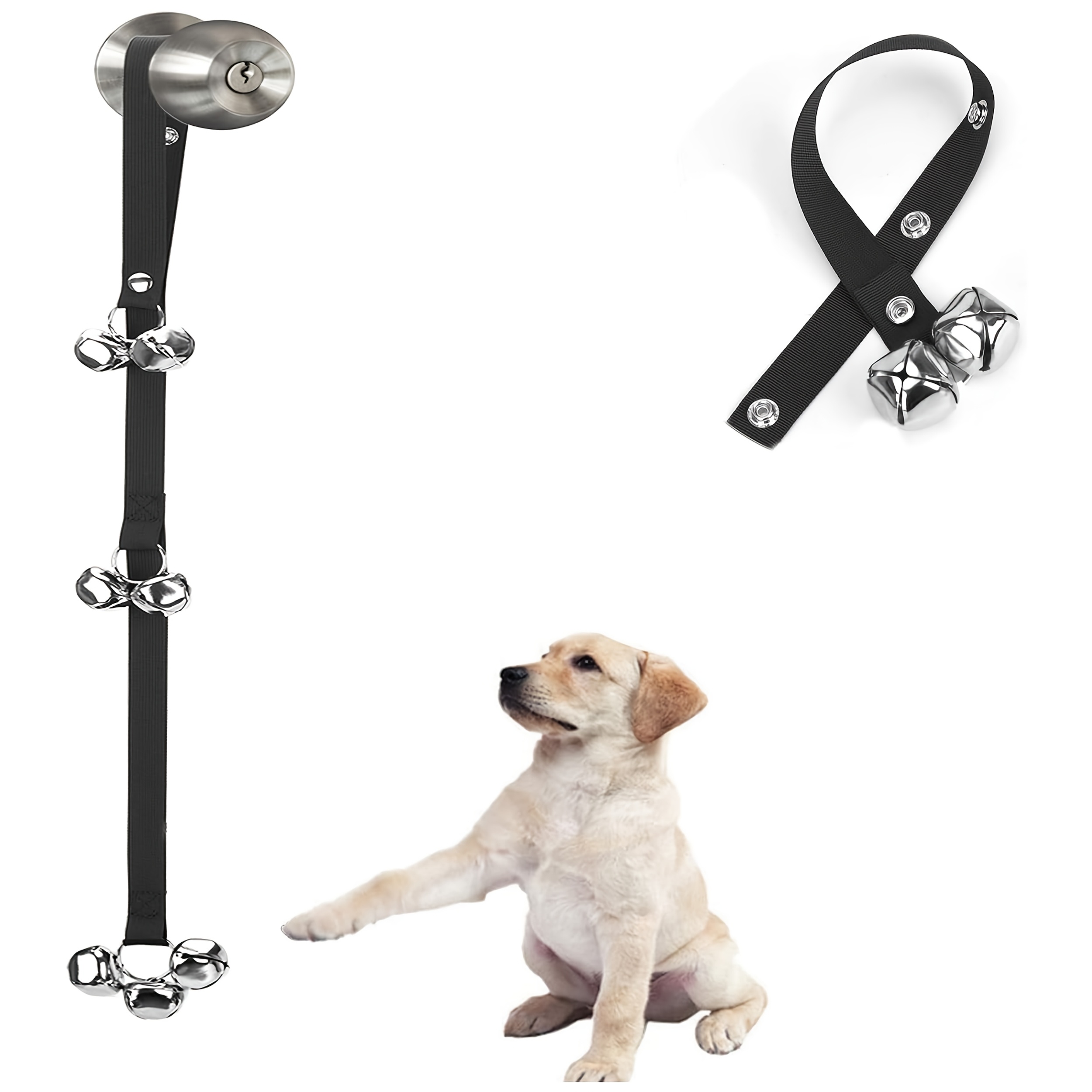 TEMU Sonnette pour chien améliorée pour petits chiens, convient aux poignées de porte/entraînement à la propreté/usage extérieur - Parfaite pour les