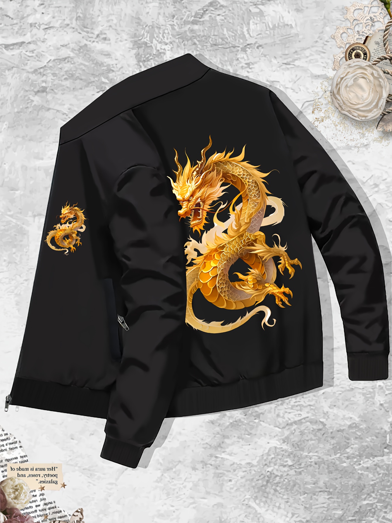 dragon print jacket sold on Temu United States