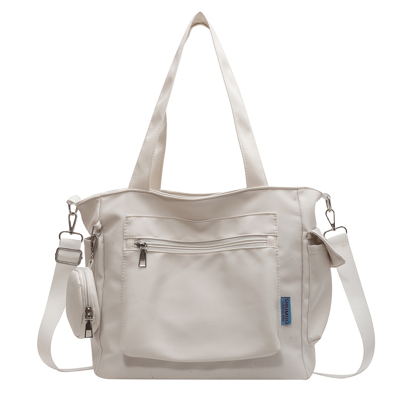 TEMU Women's Large-capacity Oxford Cloth Tote Bag With Multi-pocket & Detachable Strap - Zipper Closure Handbag Suitable For,, Travel, Carrier Pocket