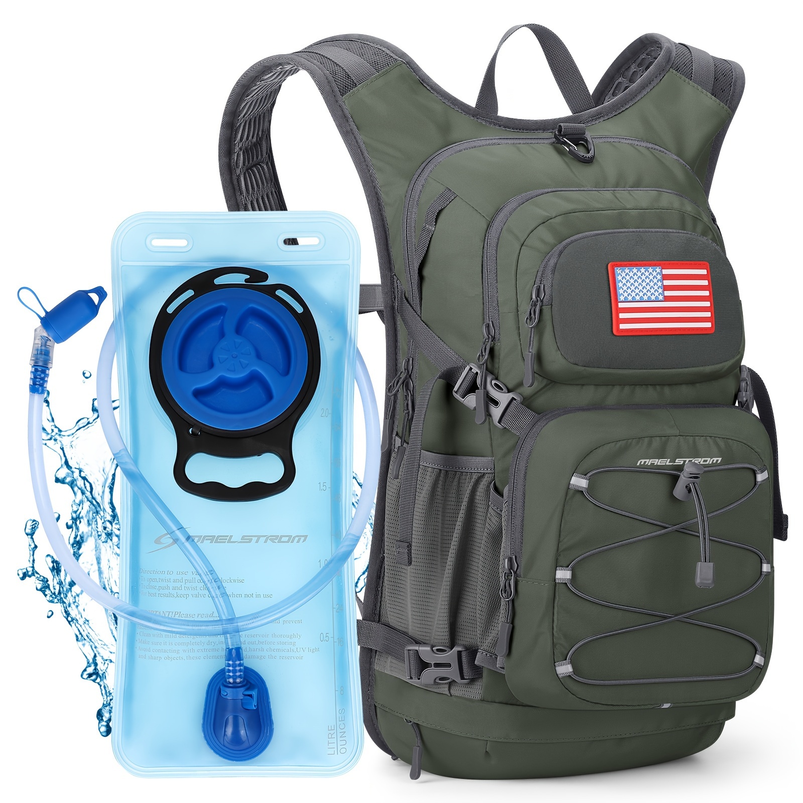 

Maelstrom 19l Hydration Backpack, Hiking Backpack With 2l Water Bladder, High Flow Bite Valve Water Backpack Men Women