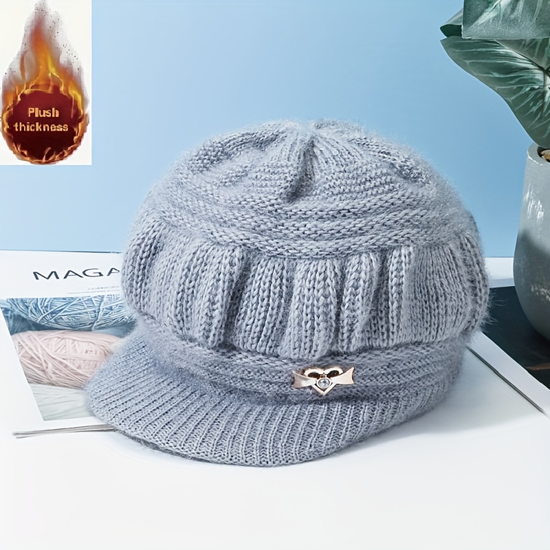 TEMU Fleece-lined Beanie For Women -   With Decor, For Christmas & Cold