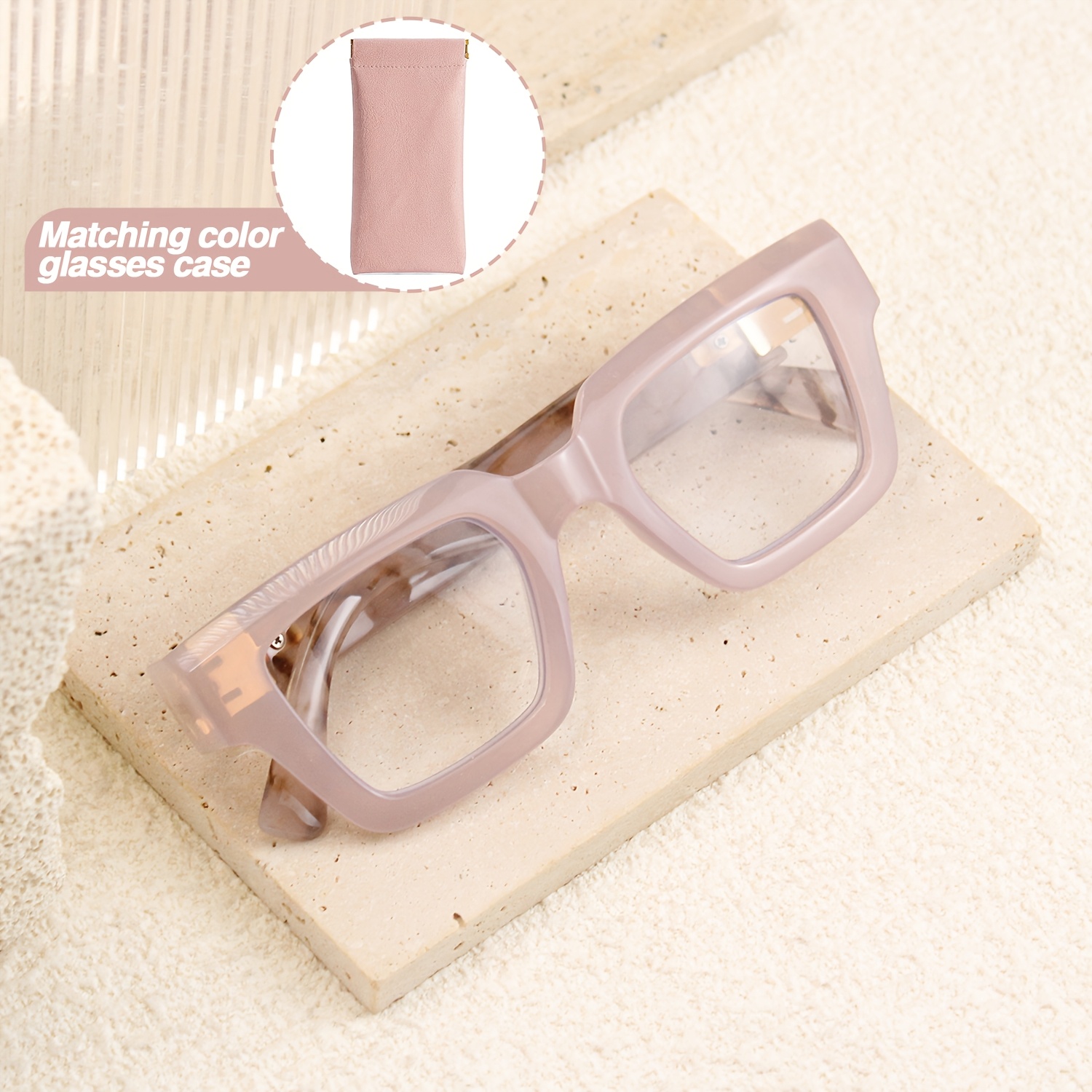 Fashionable Rectangular Women's Reading Glasses with Magnetic Case