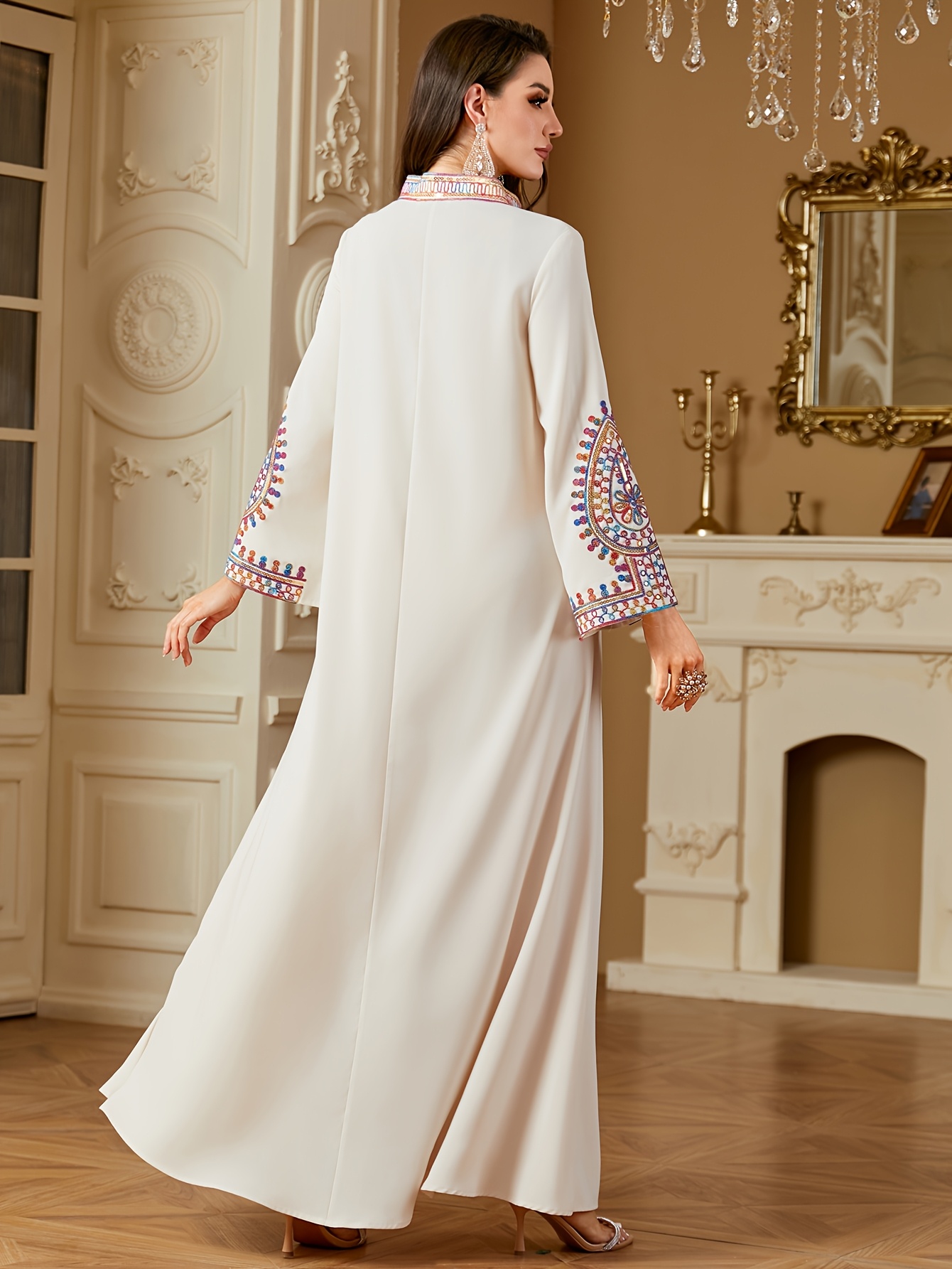 embellished long sleeve dress Long-Sleeve Beaded Formal making it an excellent choice for evening events or festive gatherings Embellished Sheath Dress with Illusion