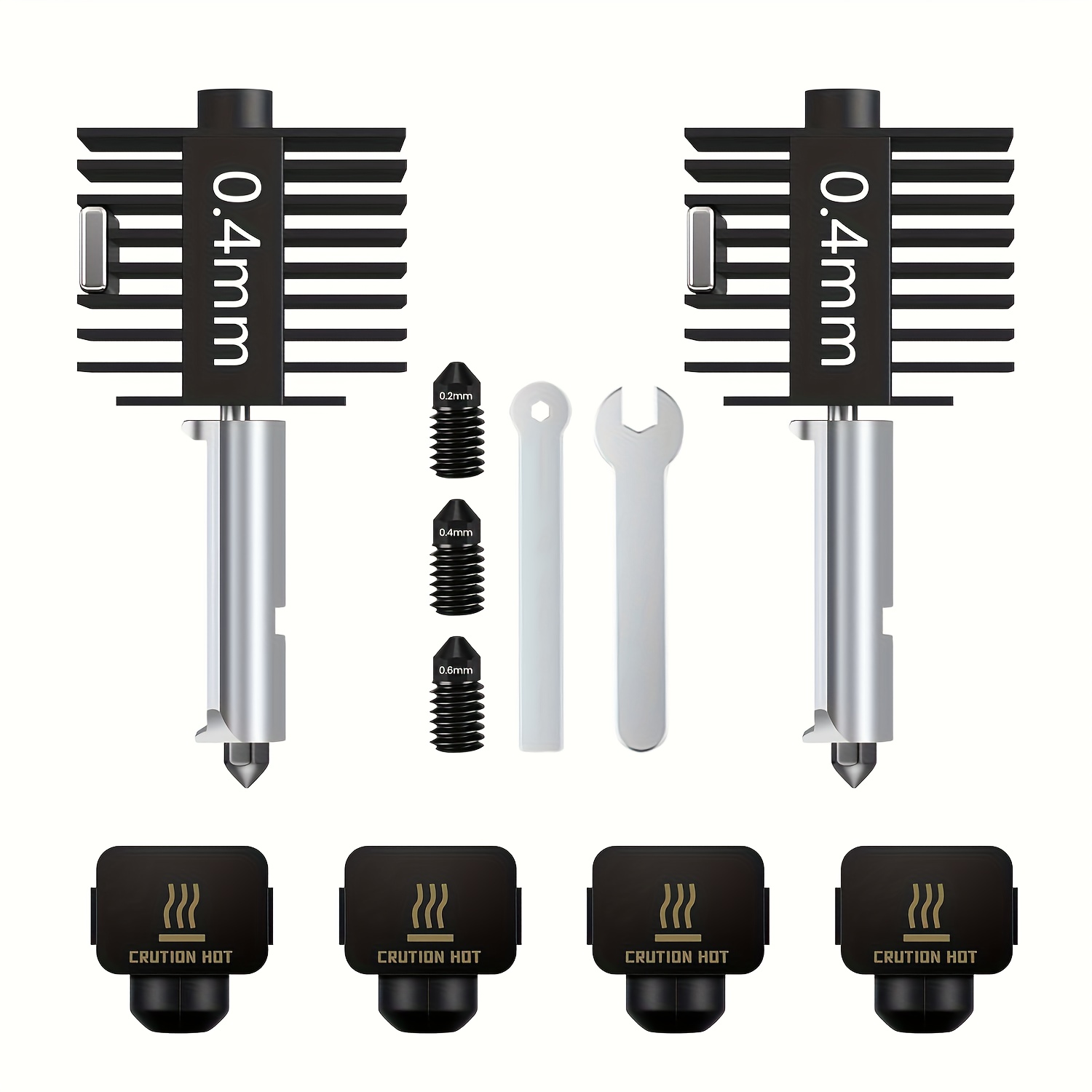 Image of Yoopai Hotend Kit For A1/a1 Mini 3d Printer, Upgraded 0.4mm Hardened Steel Nozzle With 4 Covers And 3 Replacement Nozzles (0.2/0.4/0.6mm) 2pcs Pack