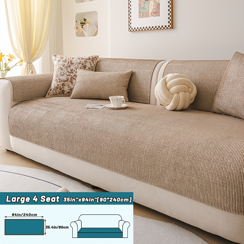 TEMU 1pc Sofa Cushion, Fine Striped Fabric Cover, Universal For , Striped Non-slip Sofa Cushion, Bohemian Style, Easy And Advanced, Machine Washable,